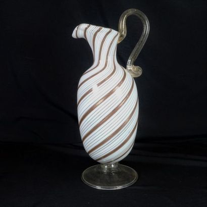 MURANO White and gold enamelled glass jug. H 35 cm