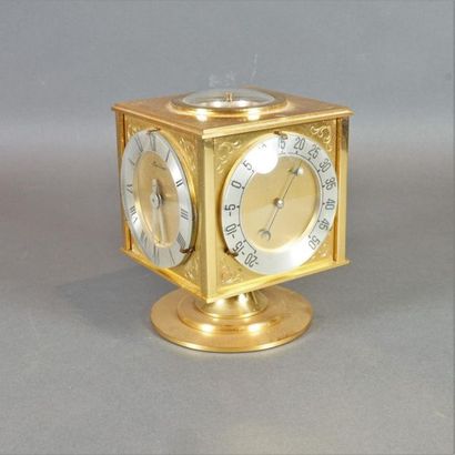 null Gold plated metal square compass clock, thermometer, hygrometer