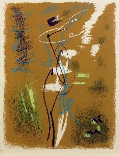 André MASSON (1896 - 1987). Figure féminine. Lithographie. Signée en bas à droite,...