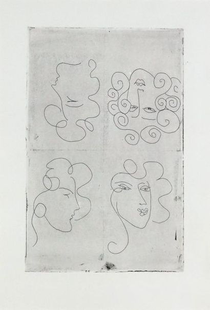 Henri matisse (1869-1954). Projet pour Artine, 1948. Eau-forte, tirage d’essai destiné...