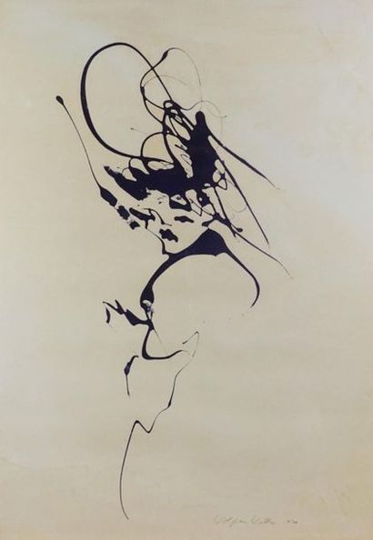 Wolfram WALLNER (XXème). . Portrait de femme, 1979. Encre. Signée en bas à droite...