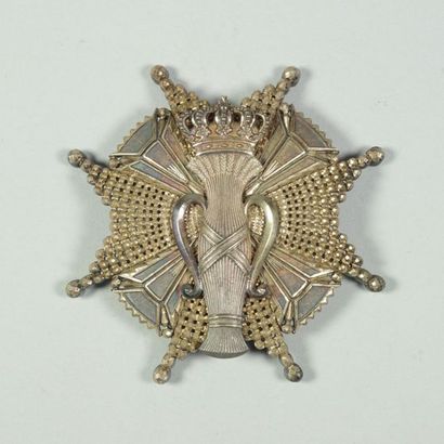 SUÈDE Plaque de Grand-Croix de l'ordre de VASA , crée en 1772 Argent repercé Poids...