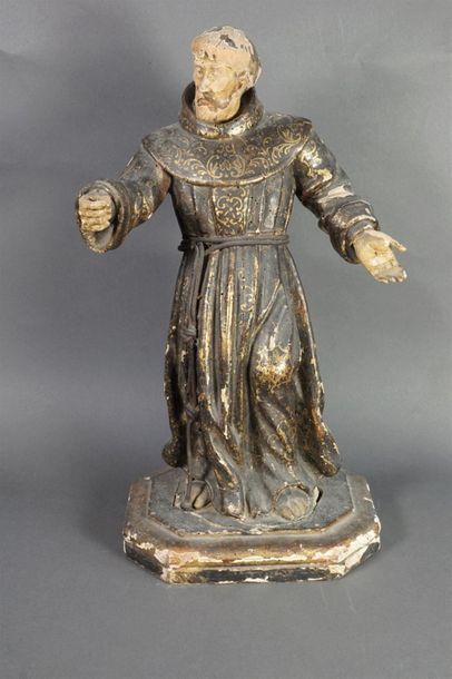 null Holy figure in polychrome carved wood. Work XIXth (accidents) . Dimensions :...