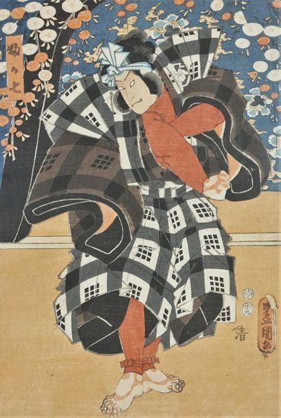 Lot de trois estampes : KUNISADA Utagawa...