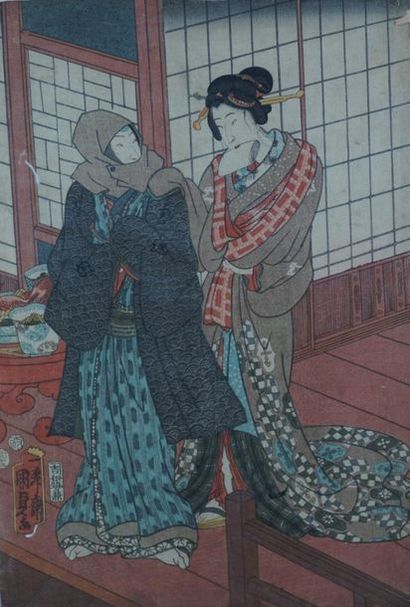 null Lot de sept estampes : Utagawa Kuniyoshi (1797--1861), combat de samouraïs ;...