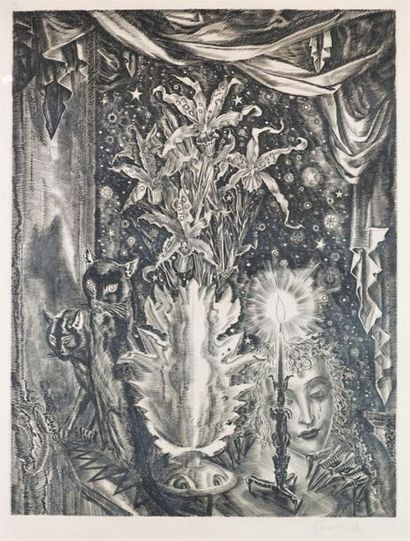 Albert DECARIS ( 1901-1988) Iris, surrealist composition and the sirens. Three black...