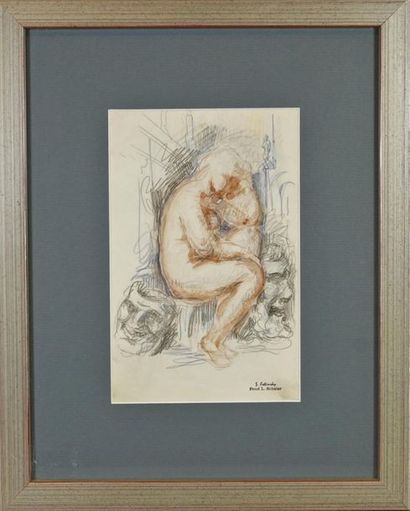 Odillon ROCHE ( 1868-1947) . Naked, sketch of the new loved one. Watercolor signed,...