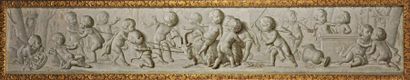 ECOLE FRANCAISE XIXème  Frise de Putti .Huile sur toile en grisaille . Dimensions...