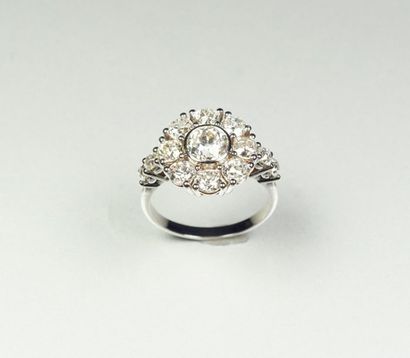 Marguerite ring in 18K (750/oo) white gold...