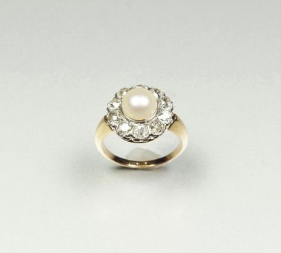 Antique 18K (750/oo) yellow gold and platinum...
