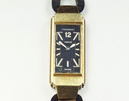 JAEGER LeCOULTRE : Ladies' watch in 18K (750/oo) yellow gold, "Duoplan" model, geometrically...