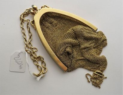 null Purse/ Evening bag made of 18K (750/oo) yellow gold ribbed chainmail adorned...