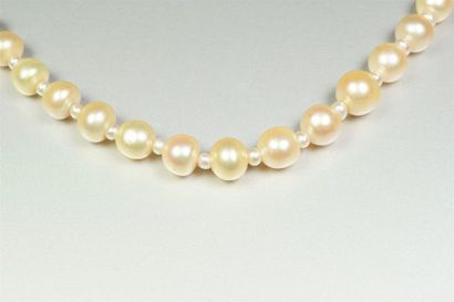 Necklace of slightly falling cultured pearls...