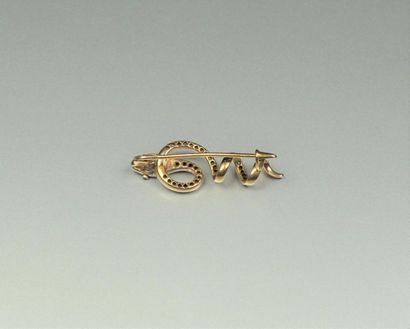 null Snake" brooch in 18K (750/oo) two-tone gold decorated with rose-cut diamonds,...