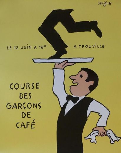 SAVIGNAC Raymond (1907- 2002) COURSE DES GARçONS DE CAFÉ, Trouville. Vers 1996 Imp.Marie,...