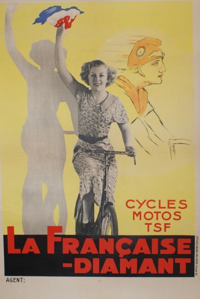 ANONYME LA FRANçAISE DIAMANT.”CYCLES-MOTOS-TSF”Affiches Gaillard, Paris-Amiens(offset-procédé...