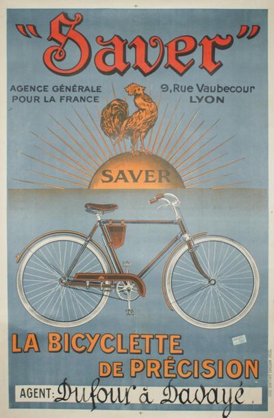 ANONYME SAVER.”LA BICYCLETTE DE PRÉCISION”. Affiches Gaillard, Paris (porte un timbre)...