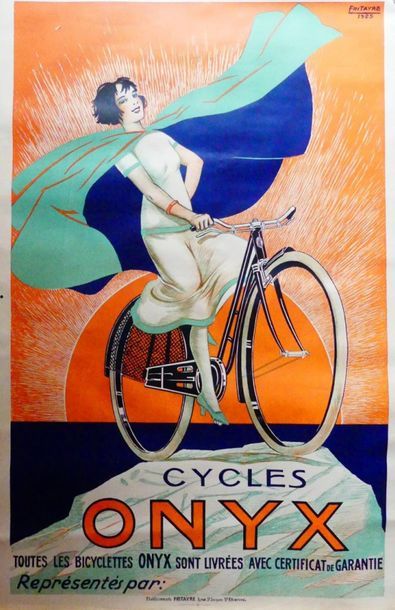 FRITAYRE CYCLES ONYX. 1925 Etablissements Fritayre, ST-Etienne - 100 x 66 cm - Non...