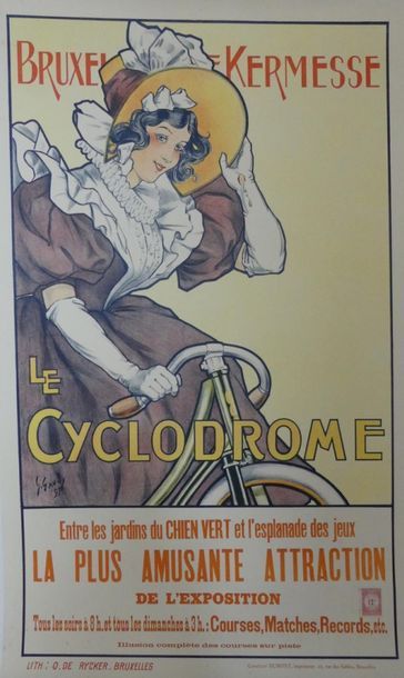 GAUDY George BRUXELLES-KERMESSE.”LE CYCLODROME”. 1897 Litho O.de Rycker, Bruxelles...