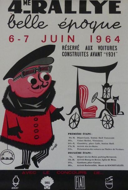 GOMERT & ANONYME (2 affiches) 4me RALLYE BELLE ÉPOQUE.Juin1964 & COURSE DE CÔTE....