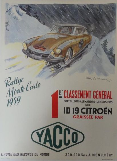 HAM Géo (1900-1972) RALLYE MONTÉ CARLO.”1er Classement général YACCO”.1959 Bouchet...