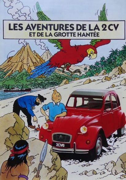 HERGÉ (d’après) CITROËN 2 CV 6.Vers 1985 Edition la Publicité Française, Paris (offset)...