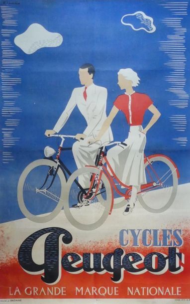 LOURDIN R. CYCLES PEUGEOT.“La Grande Marque Nationale”. Vers 1940 Pub.J.Bazaine 118...