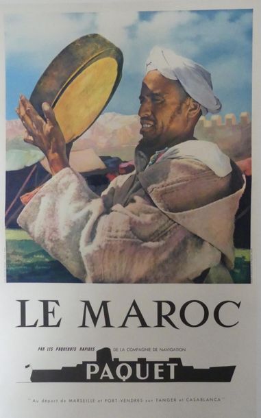 STUDIO DU SOUISSI Compagnie de Navigation PAQUET.”LE MAROC”. Vers 1950 Société Marseillaise...
