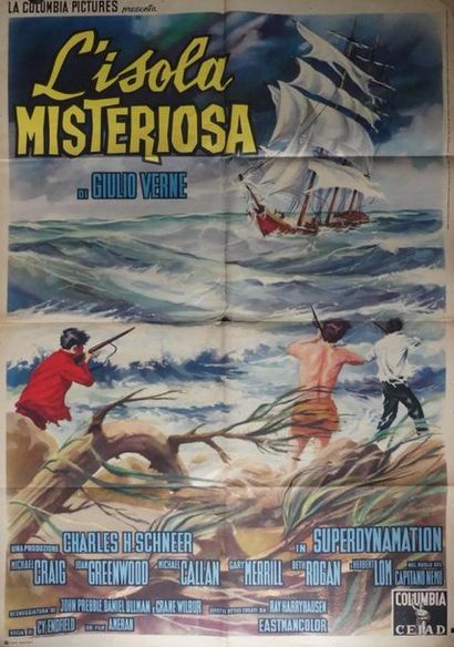 null L'ISOLA MISTERIOSA (8 posters, flyers and documents) Columbia Pictures.L'ISOLA...
