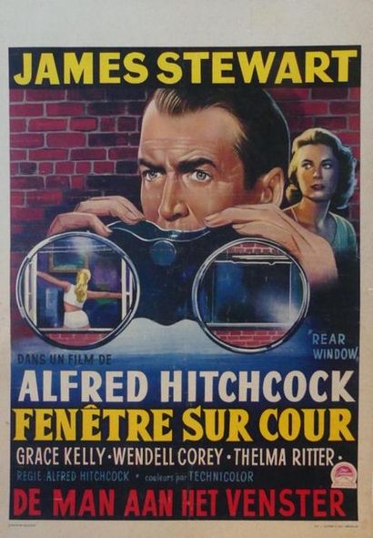 HITCHCOCK ALFRED FENÊTRE SUR COUR. Film avec James Stewart et Grace Kelly Imprimé...