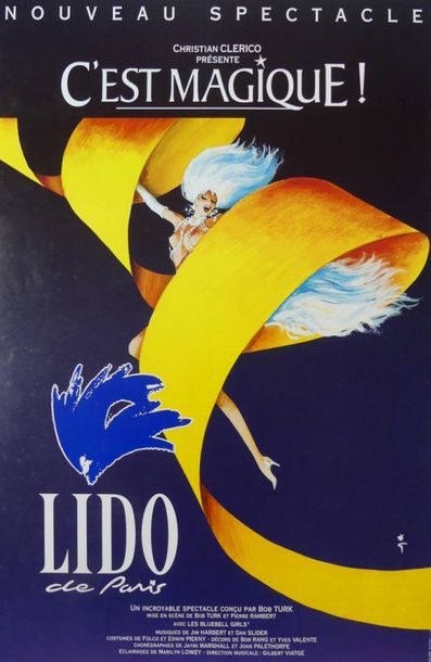 GRUAU René (1909-2004) (3 placards) LIDO. "PANACHE" - "IT'S MAGIC!" and "LIDO". (double-sided)...