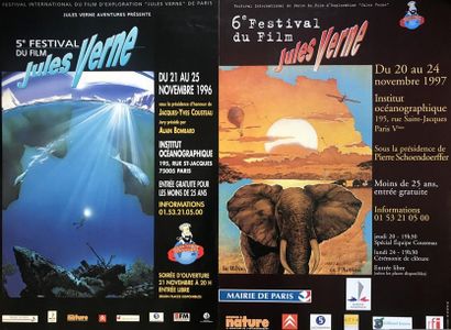 JULES VERNE - FESTIVAL DU FILM ( 7 affichettes & 3 cartons) FESTIVAL DU FILM 1992...