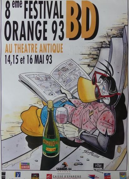 FESTIVAL DE BD 8ème FESTIVAL DE BD.”ORANGE 93” 8 Affiches offset - 80 x 60 cm - Non...