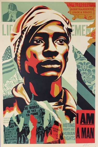 Shepard FAIREY (né en 1970) VOTING RIGHTS ARE HUMAN RIGHTS Lithographie - Signée...