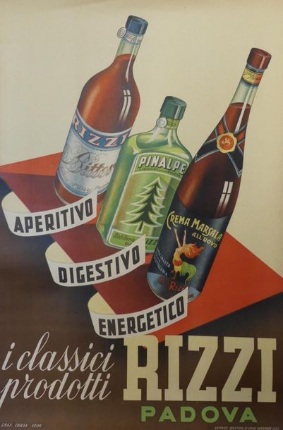 ANONYME RIZZI, Padova.”Aperitivo digestivo”. 1952 Graf.Chiesa, Udine - 100 x 68 cm...