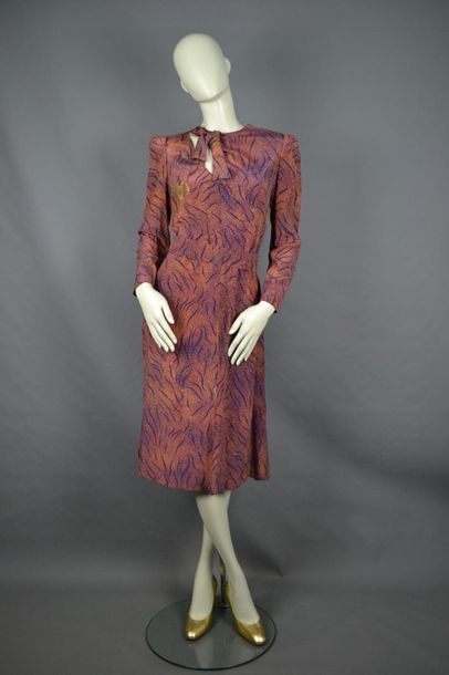 AZZARO Silk dress from the house AZZARO Ville PARIS, splendid print, 80's period,...