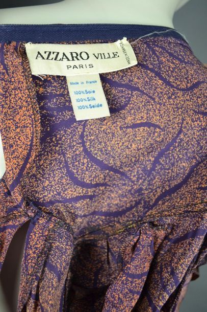 AZZARO Silk dress from the house AZZARO Ville PARIS, splendid print, 80's period,...