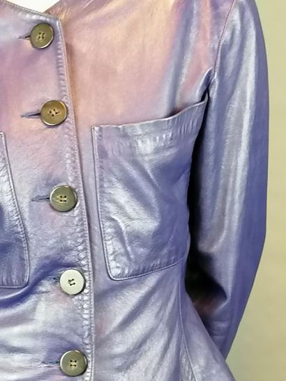 YSL Leather jacket YSL variation, size 38, superb indigo purple color, perfect c...