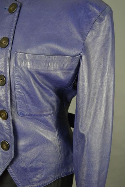 YSL Leather jacket YSL variation, size 38, superb indigo purple color, perfect c...