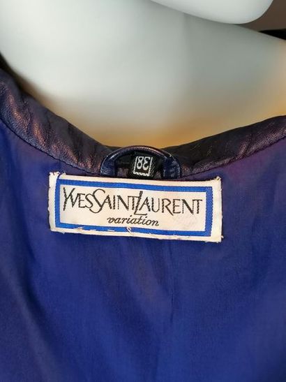 YSL Leather jacket YSL variation, size 38, superb indigo purple color, perfect c...