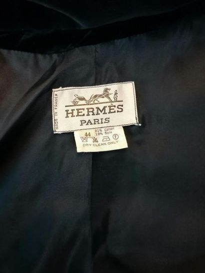 HERMES Ensemble HERMES en velours , veste et jupe en coton et soie, taille 40/42,...