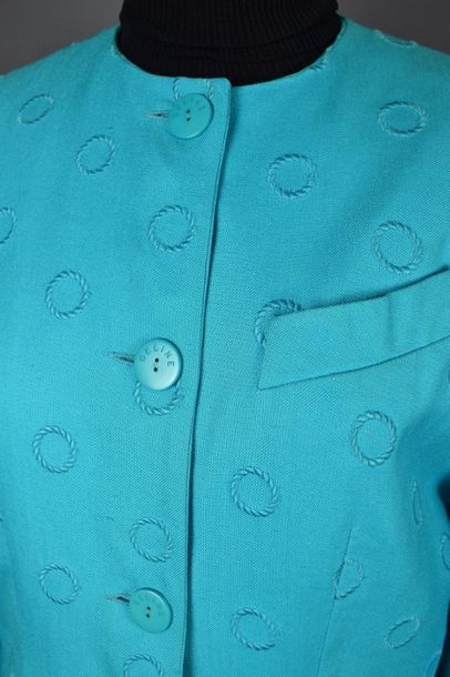 CELINE CÉLINE long jacket in cotton, size 40, buttons signed CÉLINE , 90's