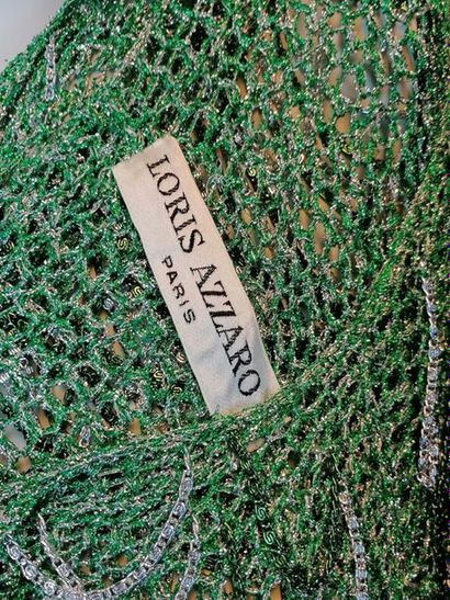 Loris AZZARO Top en lurex et chaînettes métal vert et argent - environ T38 - Bon...