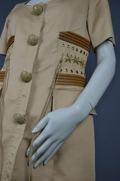 CHRISTIAN DIOR Dress from the Maison CHRISTIAN DIOR Boutique. Leather yokes, press...