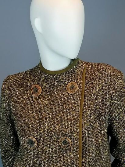 MODE VINTAGE Veste de couturière de quartier, des années 70, tweed laine , gros boutons...