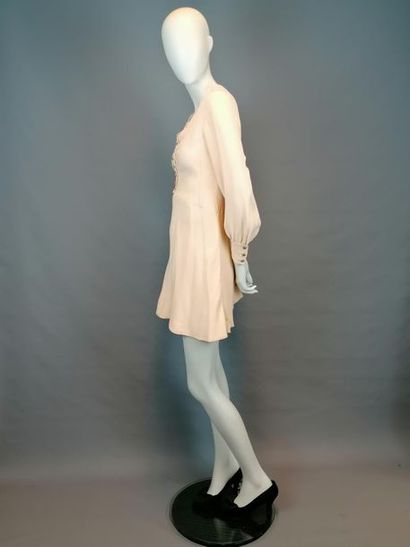 MODE VINTAGE Robe mini dress en crêpe de soie doublure soie, taille 36, des années...