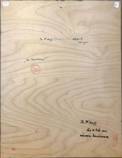 Joseph KADAR "The dualism" Signed wood silkscreen. Titled on the back. 60 x 46