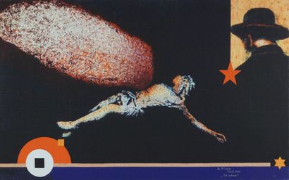 Joseph KADAR "XX. Szàzad" Silkscreen on canvas Paris 2006, signed. Titled and dated...