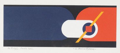 Joseph KADAR "L'horizontalisme" collage Paris 2002, signed, framed 17.5 x 34.5
