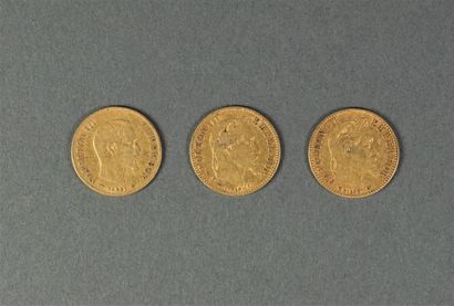 PIECES Lot de 3 pièces de 10 francs or France, Napoléon III.